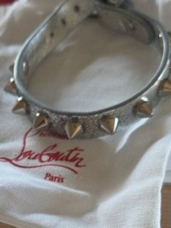 Christian Louboutin Jewelry - Christian Louboutin Silver Leather Spike Bracelet